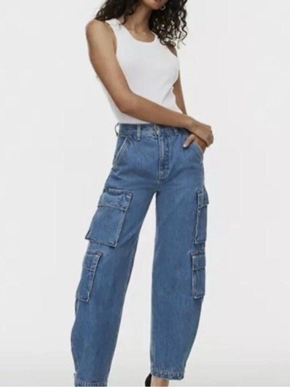 Aritzia Millie Blue Cargo Jeans
